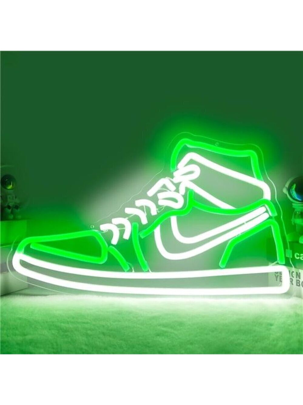 Nike Jordan Air 1 Mid Green White Sneaker Neon Sign Sports Shoe Wall LED Lights